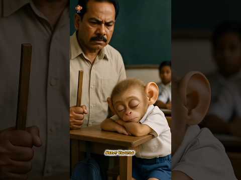 baby monkey rio school hardworking mother emotional 😭 story ❤️ #short #ai
