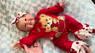 Changing Paradise Galleries Reborn Baby Zelda Doll into her Valentine’s Day Outfit
