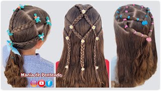 Penteados Fáceis com Elásticos para Escola ou Passeios 😍| Easy Hairstyles with Elastics for Girls 🥰