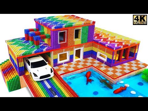 Build Modern Mansion Swimming Pool Aquarium From Magnetic Balls ( Satisfying ) | Magnet Satisfying