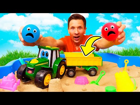 Johnny 🚜 choisit sa remorque et part en mission pour réunir une famille de boules perdues