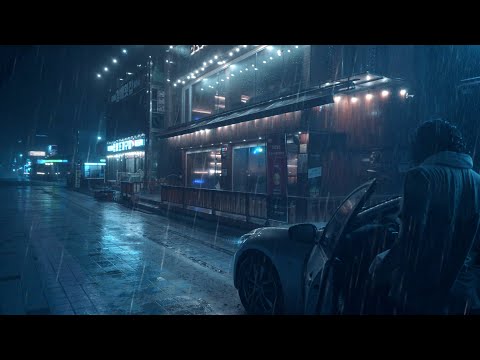 [4K] 엄청난 바다 바람과 폭우. 비바람이 치던 바다. 폭우내리는 해변의 밤거리. Thunderstorm Rain Pouring.