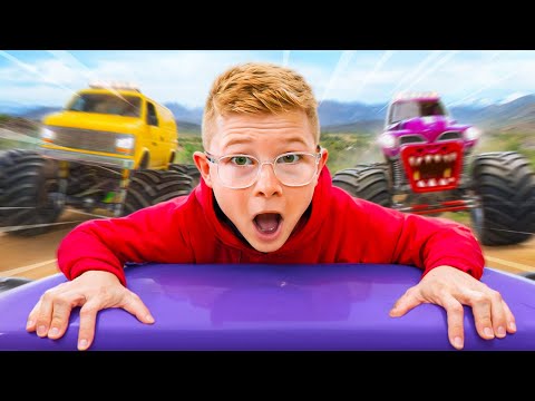 Monster Truck and Dirt Bike Race for Kids with Braxton & Ryder Show