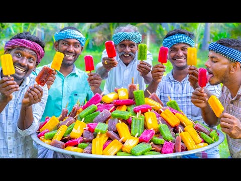 KUCHI ICE | FRUIT POPSICLES | Healthy Homemade Colorful Popsicle Making in Village | Stick Ice Cream