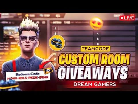 FREE FIRE LIVE CUSTOM ROOM GIVEAWAY | FF LIVE TEAM CODE GIVEAWAY | FF LIVE GIVEAWAY DJ ALOK |FF LIVE