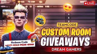 FREE FIRE LIVE CUSTOM ROOM GIVEAWAY | FF LIVE TEAM CODE GIVEAWAY | FF LIVE GIVEAWAY DJ ALOK |FF LIVE