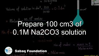Prepare 100 cm3 of 0.1M Na2CO3 solution