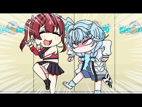 【手描き】怒るとローキックする枢ちゃん【宝鐘マリン/水宮枢/火威青/ホロライブ/切り抜き】【切り抜き漫画】