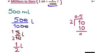 Conversion of liter to milliliter and vice versa