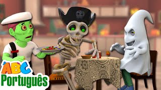 Cinco Zumbis Cozinhando Em Uma Festa de Halloween🍗🎃 | Músicas assustadoras | Aqui Bebês Cantam