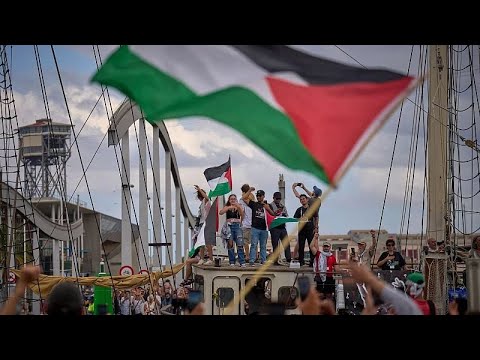 YouTube video thumbnail: Storm Forces Gaza aid Flotilla Back to Barcelona Port