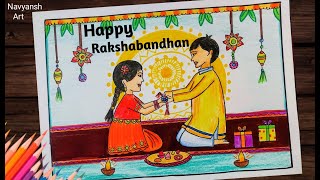 Rakshabandhan drawing / How to draw brother and Sister easy / Rakshabandhan festival scene drawing