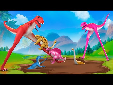 Long Leg T-Rex Rescues Dinosaurs in Jurassic World | 3D Animated Funny Dinosaur Comedy Videos!