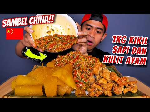 BUSET!! MUKBANG 1 KG KIKIL SAPI + KULIT AYAM PAKE SAMBEL DARI CHINA !!