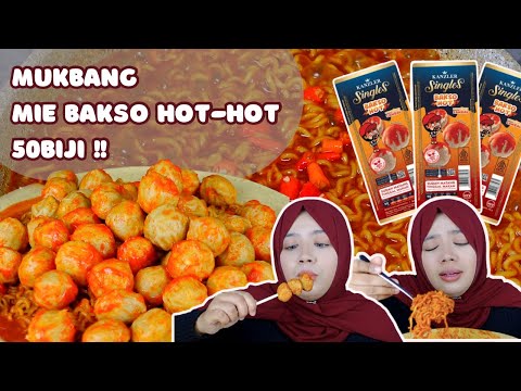 Mukbang mie lava super pedas pake bakso hot 50 biji !!!