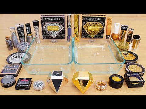 Silver vs Gold - Mixing Makeup Eyeshadow Into Slime ASMR