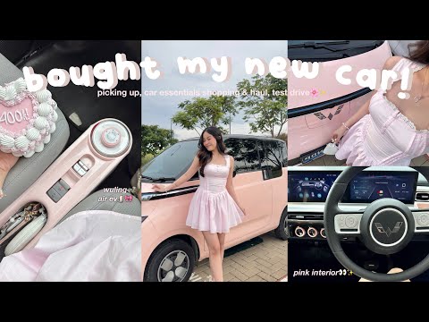 I BOUGHT MYSELF A NEW PINK CAR!! 🧸🎀 picking up, car essentials shopping & haul + test drive 👀✨
