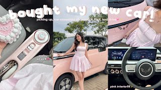 I BOUGHT MYSELF A NEW PINK CAR!! 🧸🎀 picking up, car essentials shopping & haul + test drive 👀✨