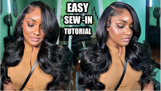 FLAWLESS TRADITIONAL SEW IN WEAVE w/Natural Leave Out DETAILED SIDE PART SEW IN TUTORIAL FT ULA HAIR