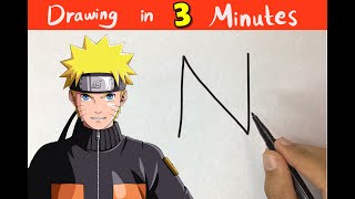Naruto Drawing with Letter N in 3 Minutes