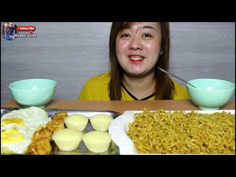 LuckyMe Pancit Canton x Fried Siomai x Puto x Egg Mukbang