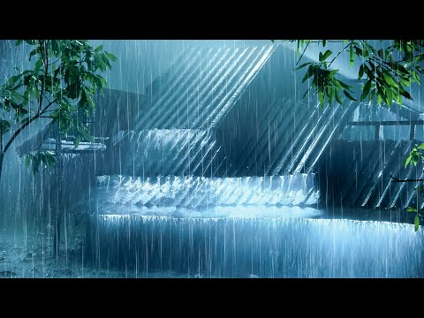 Instant Fall Asleep in 3 Minutes | Torrential Rain on Metal Roof & Powerful Thunder on Stormy Night