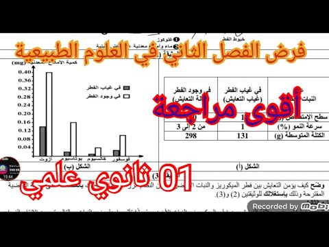 فرض الفصل الثاني في العلوم الطبيعية السنة الأولى ثانوي علمي