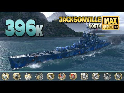 Cruiser Jacksonville with a huge game on map North   World of Warships