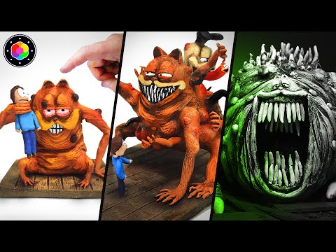 LA M4SACRE TIENE PELO y DIENTES!😾🩸Creando a GOREFIELD y TODAS SUS FASES Escultura Clay | PlastiVerse