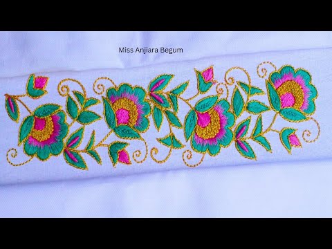 "Easy Hand Embroidery Borders for Sarees & Dresses | Beginner-Friendly!"