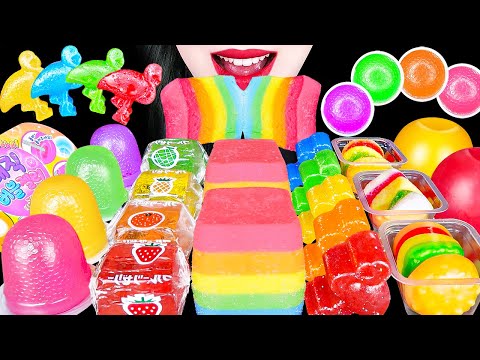 ASMR RAINBOW DESSERTS 다양한 무지개 디저트 해외 간식 디저트 먹방 KINJO JELLY GUMMY EDIBLE SLIME EATING SOUNDS MUKBANG