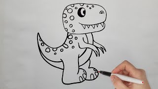 HOW TO DRAW A DINOSAUR STEP BY STEP- EASY DRAWING DINOSAUR
