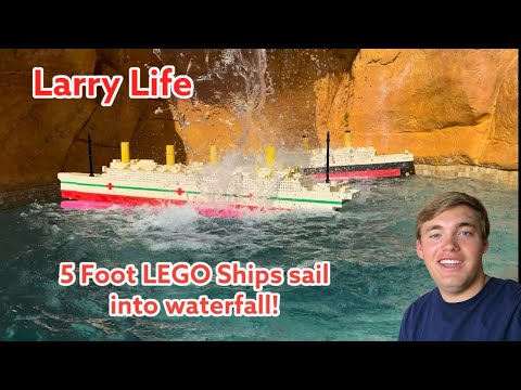 Larry Life 5 Foot Monster LEGO Ships sail into Waterfall!