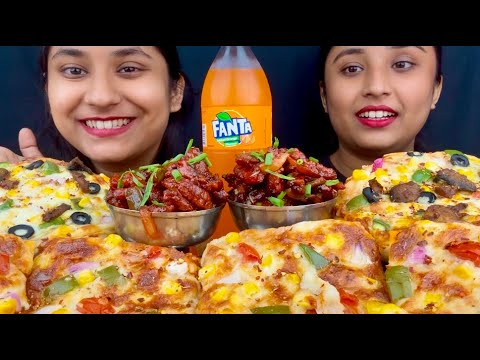 Eating Super Cheesy Pocket Pizza🍕,Crispy Baby Corn and Extra Cheese Veggie Pizza|Pizza Challenge