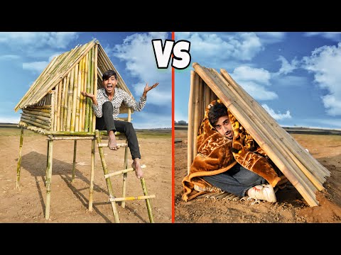 Low to high budget Bamboo House overnight survival challenge