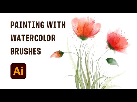 Adobe Illustrator Watercolor painting Tutorial - How to draw Vector Flowers and Leaves