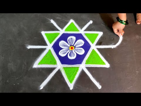 Aadi madham special kolam🌻/5*3 Beautiful rangoli🌻/pandaga muggulu 🌻/super Amazing rangoli