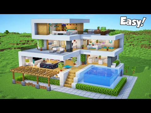 Minecraft: How to Build the Ultimate Modern House - Tutorial (Easy) #55 - Interior in Description!