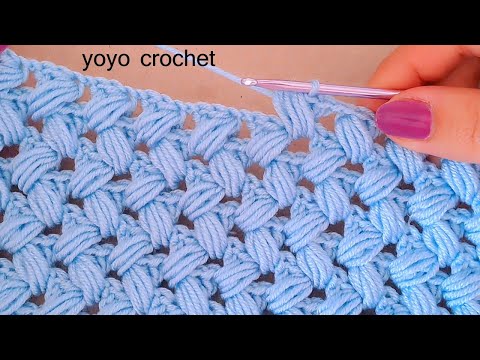 غرزة تخطف القلب من جمالها !!! غرزة كروشية شتوية رائعة - Wow very beautiful crochet stitch