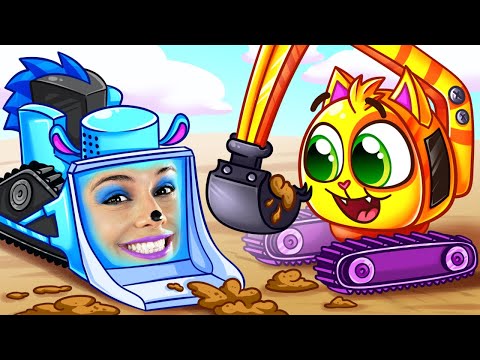 Construction Vehicles Kids Song 👷‍♂️ Excavator, Bulldozer Car, Concrete Mixer | Best Nursery Rhymes