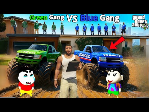 GTA 5: Franklin’s Blue Gang Vs Shinchan’s Green Gang Mud Race Challenge! 🚗💨 | GTA 5 Bangla Gameplay