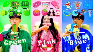 COLOR FOOD MUKBANG🔥 [Green🐸 • Pink🌸 • Blue🥶]