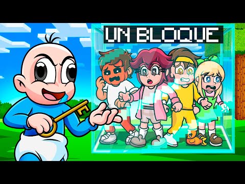 ¡Encerré a Mis Amigos en UN BLOQUE por 24 Horas! 😱 BEBÉ NOOB en MINECRAFT