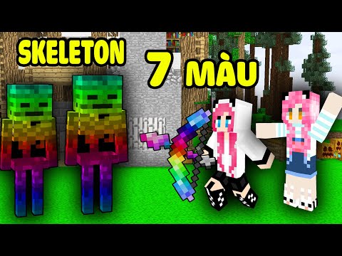 PANDA THỬ THÁCH TIÊU DIỆT QUÁI VẬT SKELETON 7 MÀU TRONG MINECRAFT*MỀU CHẾ TẠO CÂY CUNG 7 MÀU CỦA PRO