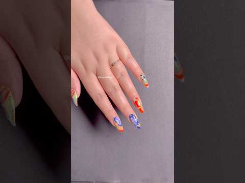 Easy colorful water marble nail art at home 🏡 🦋💅#shorts #nailart #naildesign #youtubeshorts