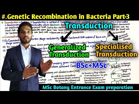 Genetic Recombination in Bacteria Part-3rd || Transduction in Bacteria || BSc || MSc || PGT BIOLOGY