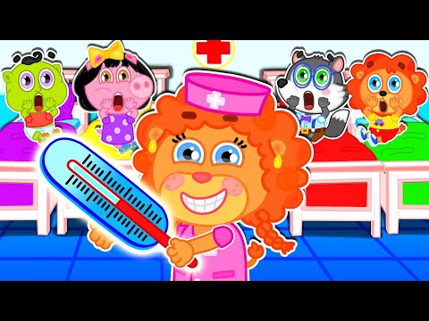 Lion Family | Big Thermometer Challenge Healthy Hanbits for Kids | Cartoon for Kids