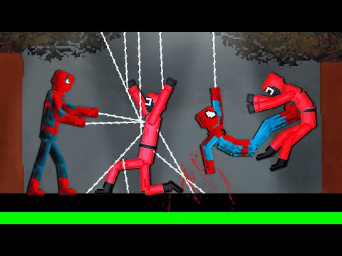 Spider-Man Team vs Pink Soldiers on Acid Sea in People Playground