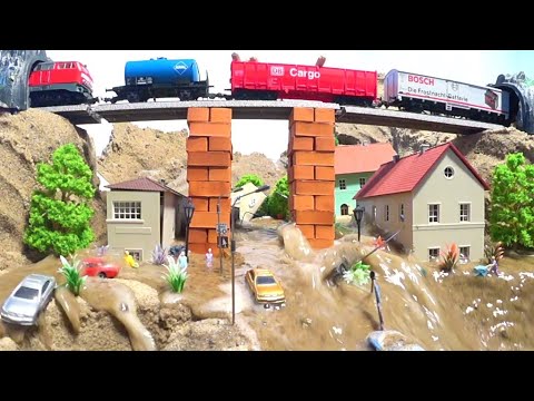 Train Crash After Bridge Collapse - Diorama Dam Breach