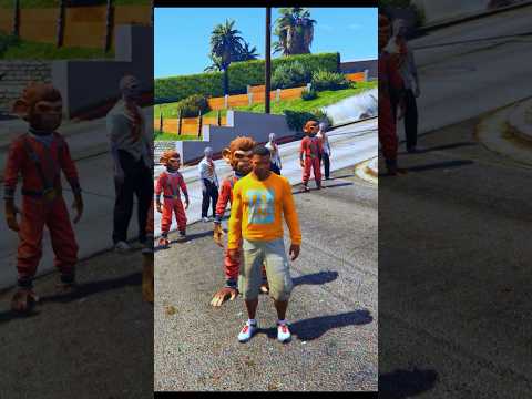 Pogo Monkeys and ZOMBIES Attack Franklin !? #gta5 #shorts